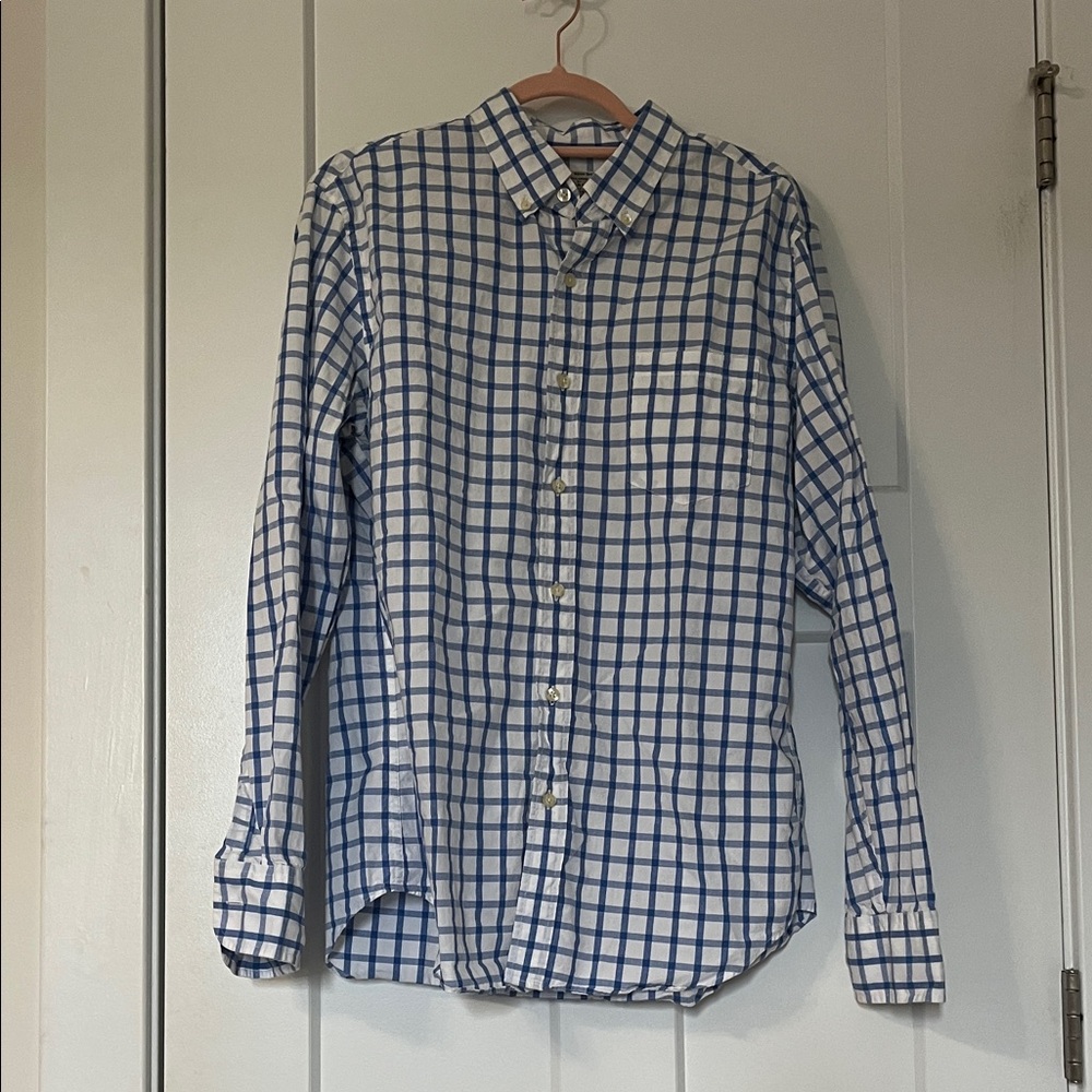 J. Crew Blue and White Plaid Men's Shirt